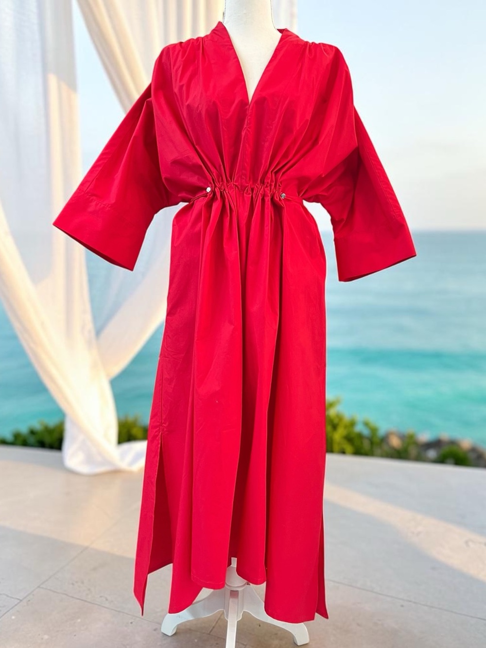 Carla Rockmore Everyday Everywhere Poppy Red V-Neck Shirt Dress L